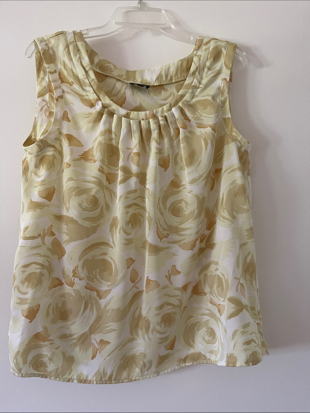 Talbots Cream and Yellow Floral Scoop-Neck Camisole